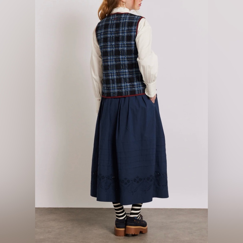 Damson Madder Anthropologie Alva Bow Gilet Vest Quilted Utility Blue Maroon 14 - Picture 9 of 16